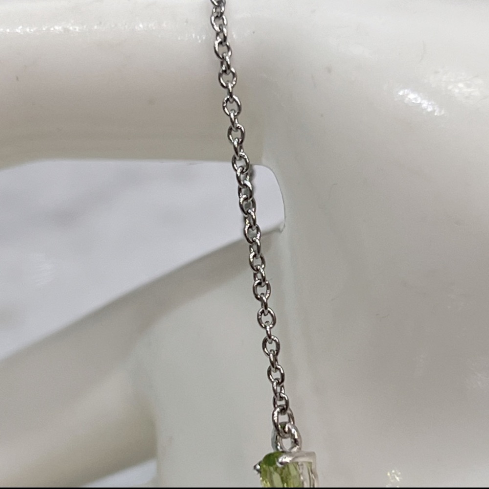 Peridot Y Drop Sterling Silver Necklace - Picture 4 of 11